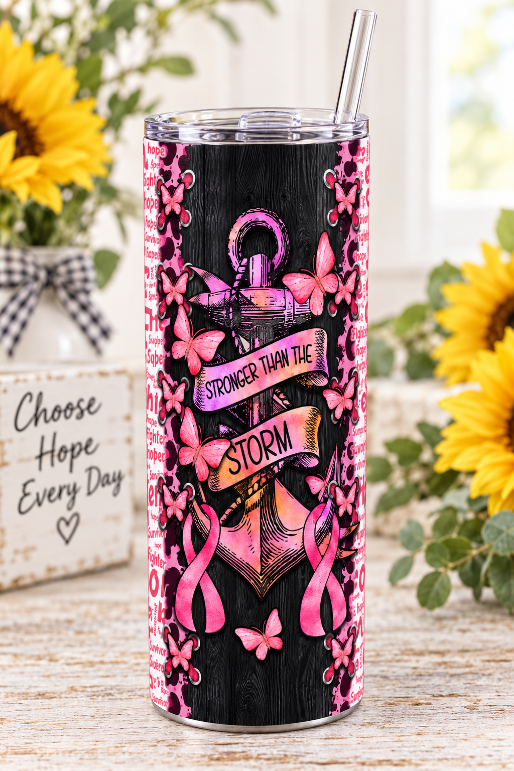 Stronger Than the Storm Breast Cancer Awareness Tumbler