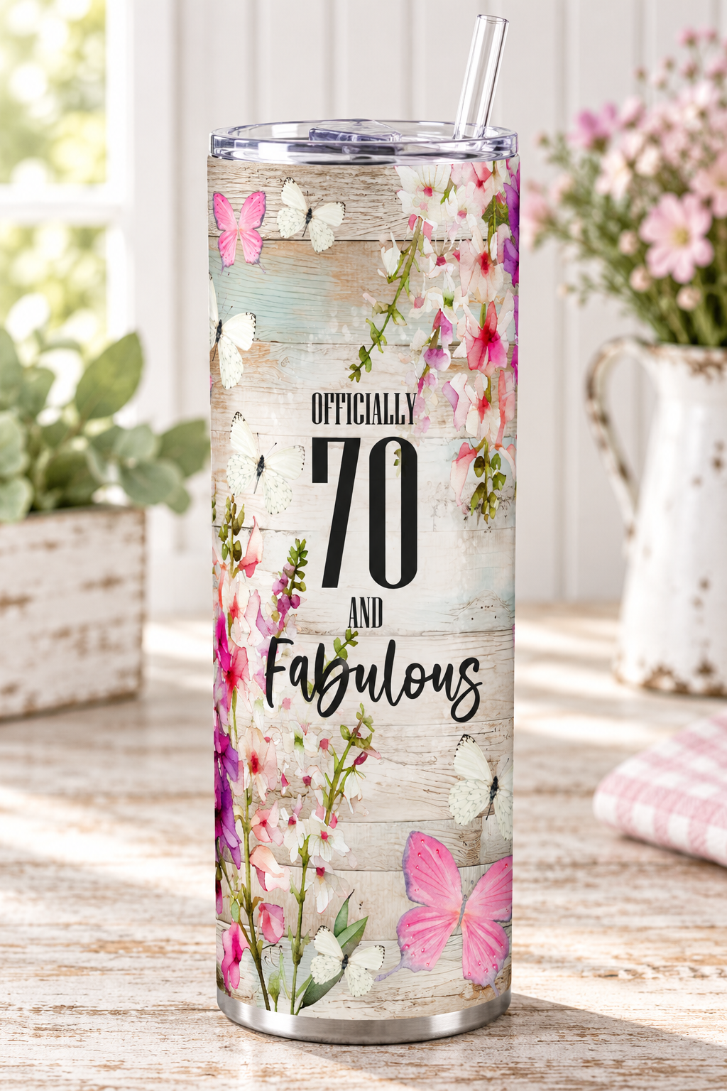 Officially 70 and Fabulous 20 oz Birthday Tumbler