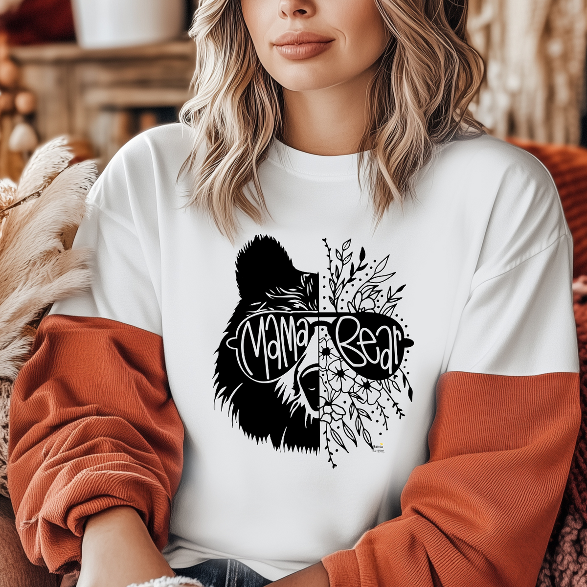 Mama Bear Floral Graphic T-Shirt | Outdoorsy Mom Bear Tee