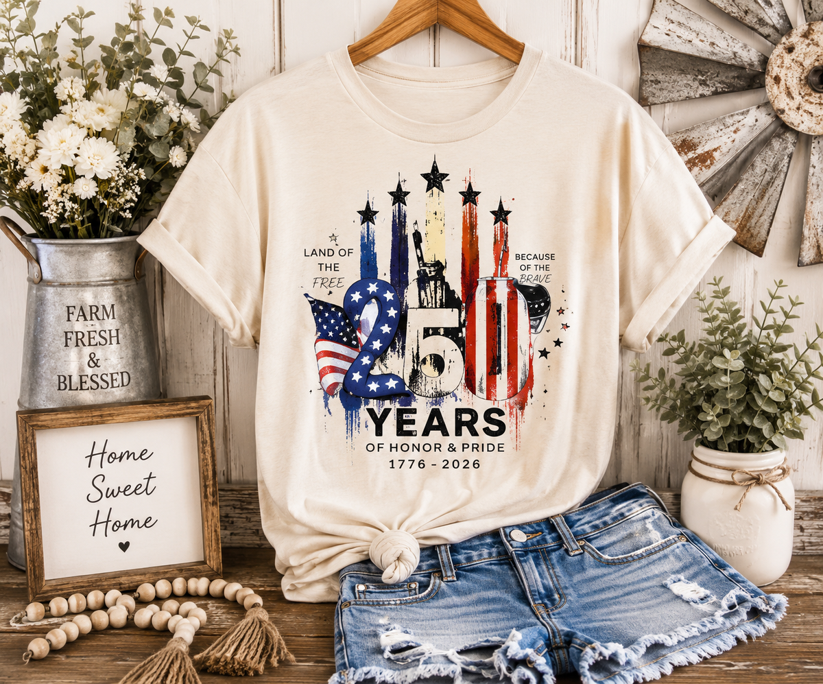 250 Years of Honor & Pride Patriotic Graphic T-Shirt