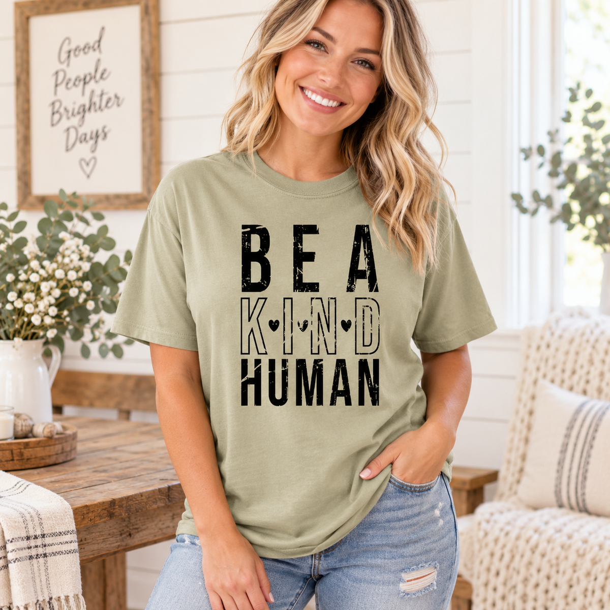 Be a Kind Human T-Shirt | Inspirational Kindness Graphic Tee | Positive Message Shirt
