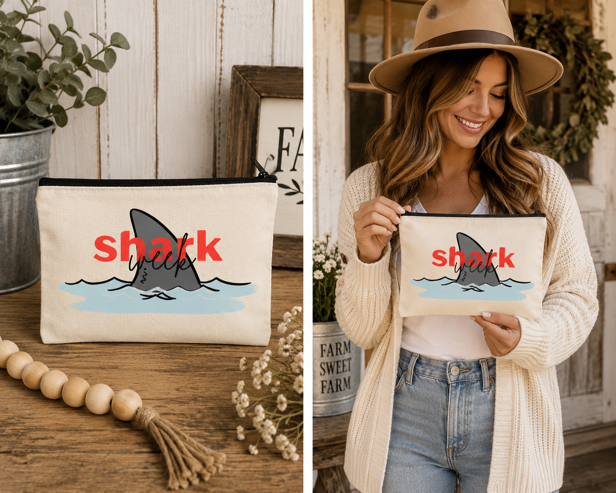 Shark Week Sublimated Zippered Pouch