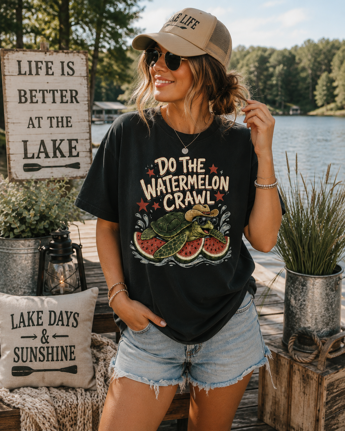 Do the Watermelon Crawl Turtle Graphic T-Shirt