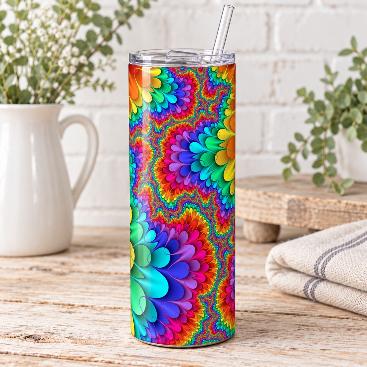 Rainbow Fractal 20 oz Skinny Tumbler