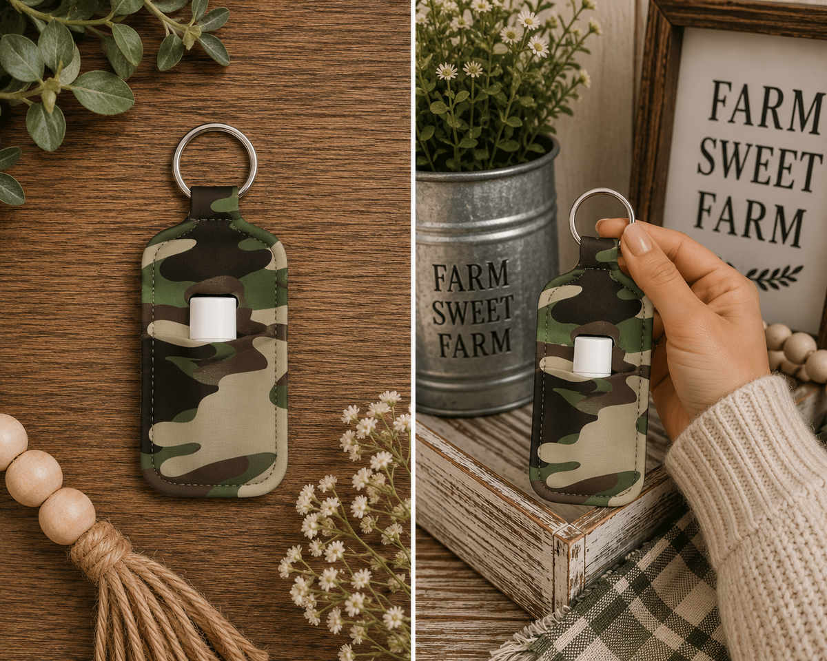 Camo Chapstick Holder Keychain – Sublimated Lip Balm Holder