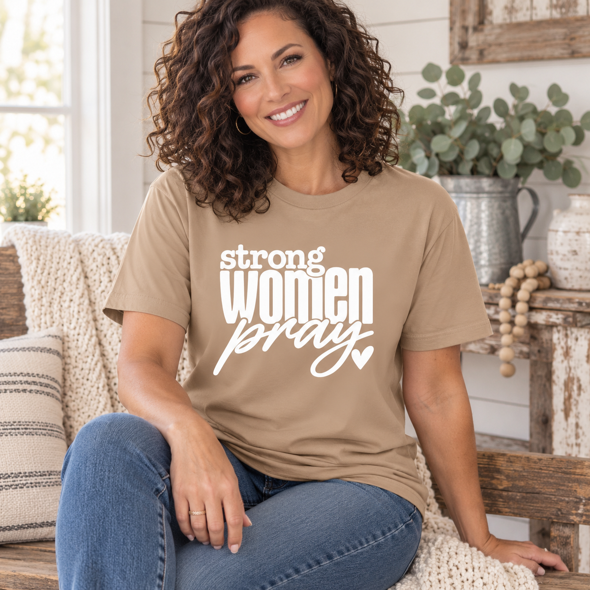 Strong Women Pray T-Shirt | Christian Faith Inspirational Graphic Tee