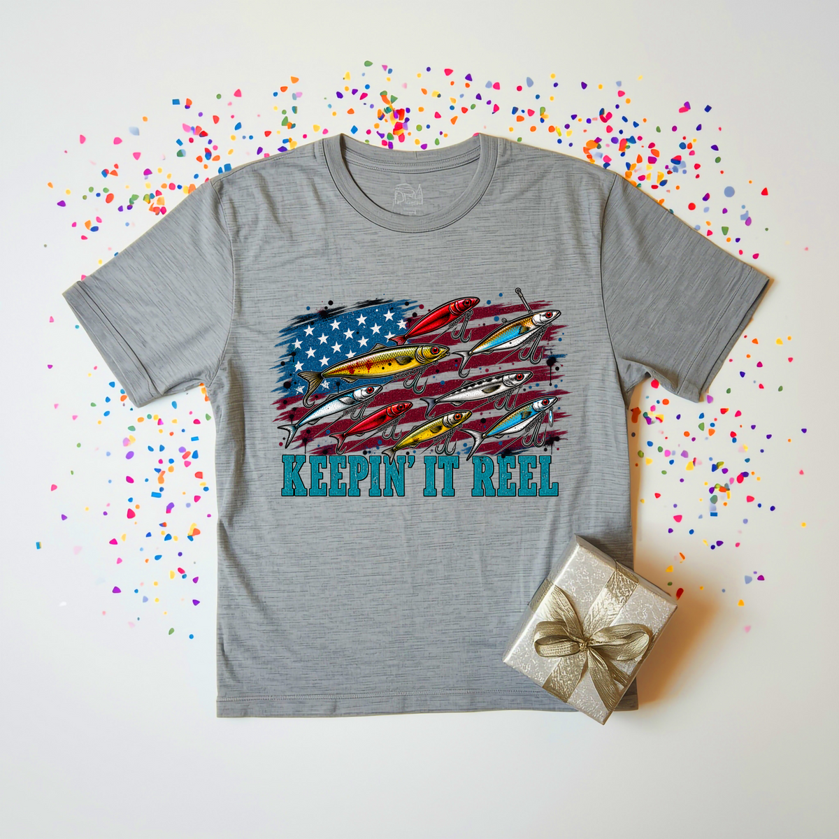 Keepin’ It Reel Fishing T-Shirt | Patriotic American Flag Fishing Tee | Fisherman Shirt
