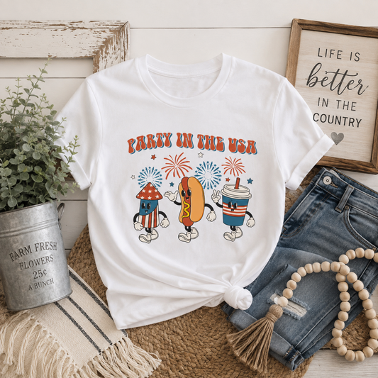 Party in the USA T-Shirt – Retro Patriotic Summer Graphic Tee