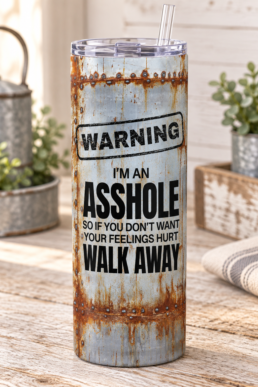 Warning I’m an Asshole 20 oz Skinny Tumbler