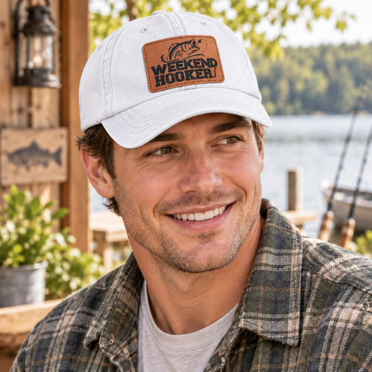 Weekend Hooker Fishing Leather Patch Denim Hat