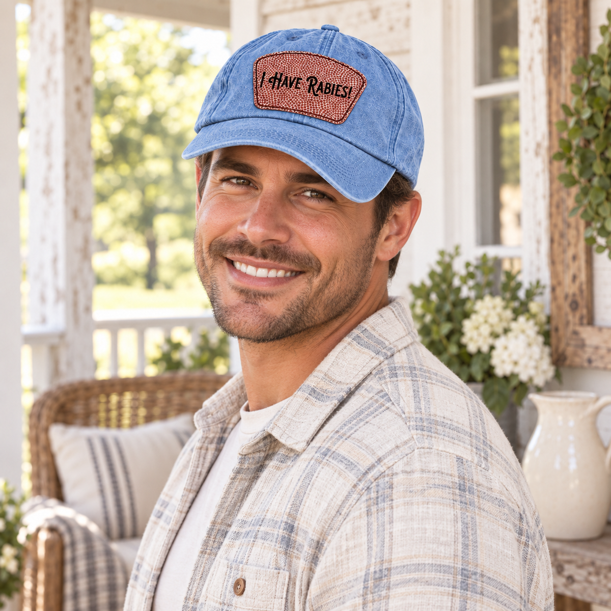 I HAVE RABIES! Leather Patch Denim Hat