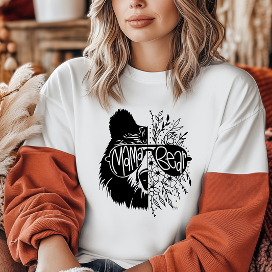 Mama Bear Floral Graphic T-Shirt | Outdoorsy Mom Bear Tee