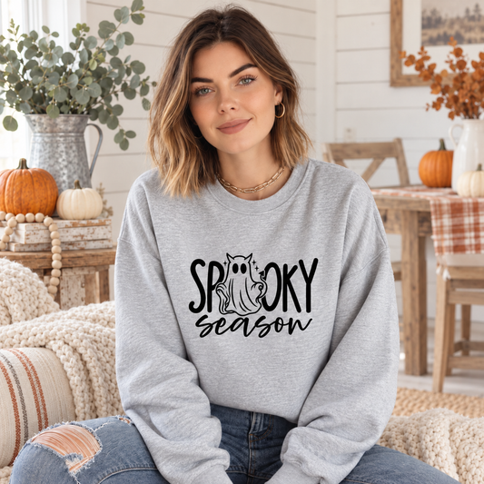 Spooky Season Ghost Halloween Sweatshirt – Cute Fall Graphic Crewneck