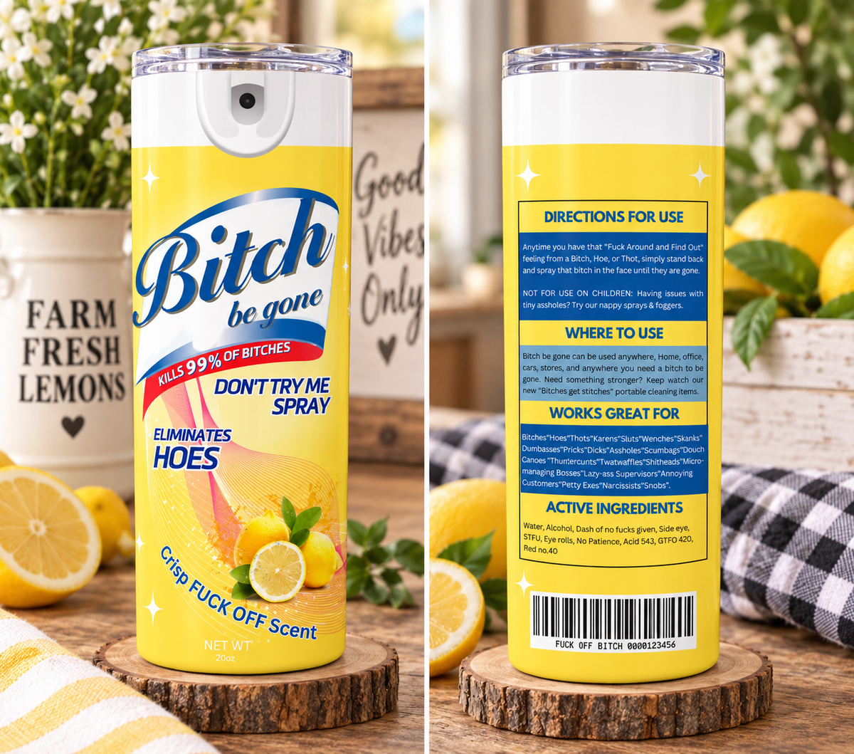 Bitch Be Gone 20 oz Skinny Tumbler – Sarcastic Adult Humor Cup