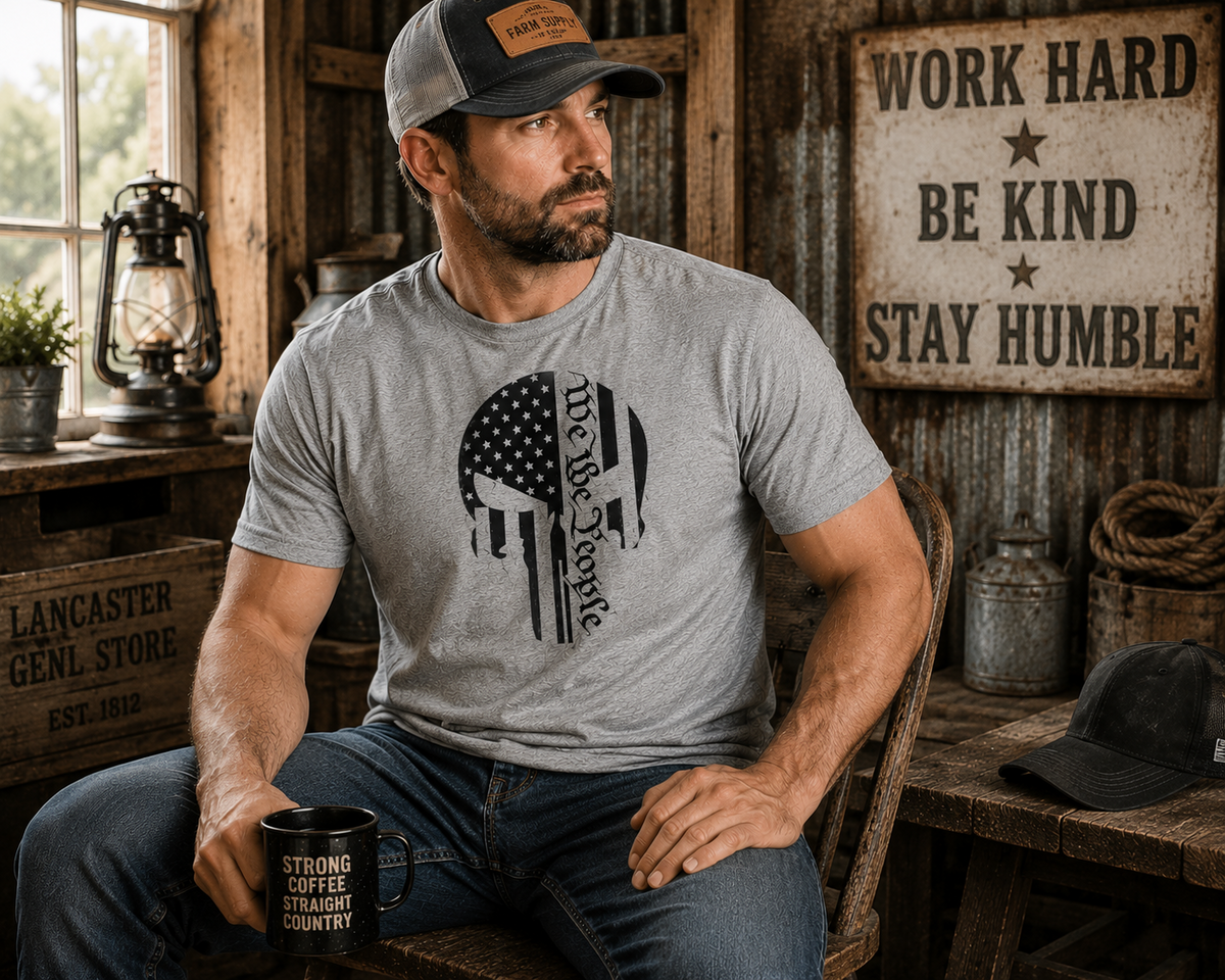 We the People Patriotic Skull Graphic T-Shirt