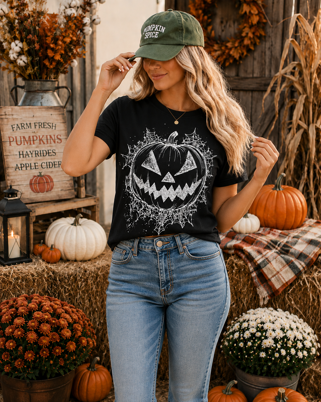 Vintage Jack-O’-Lantern Spiderweb Halloween T-Shirt