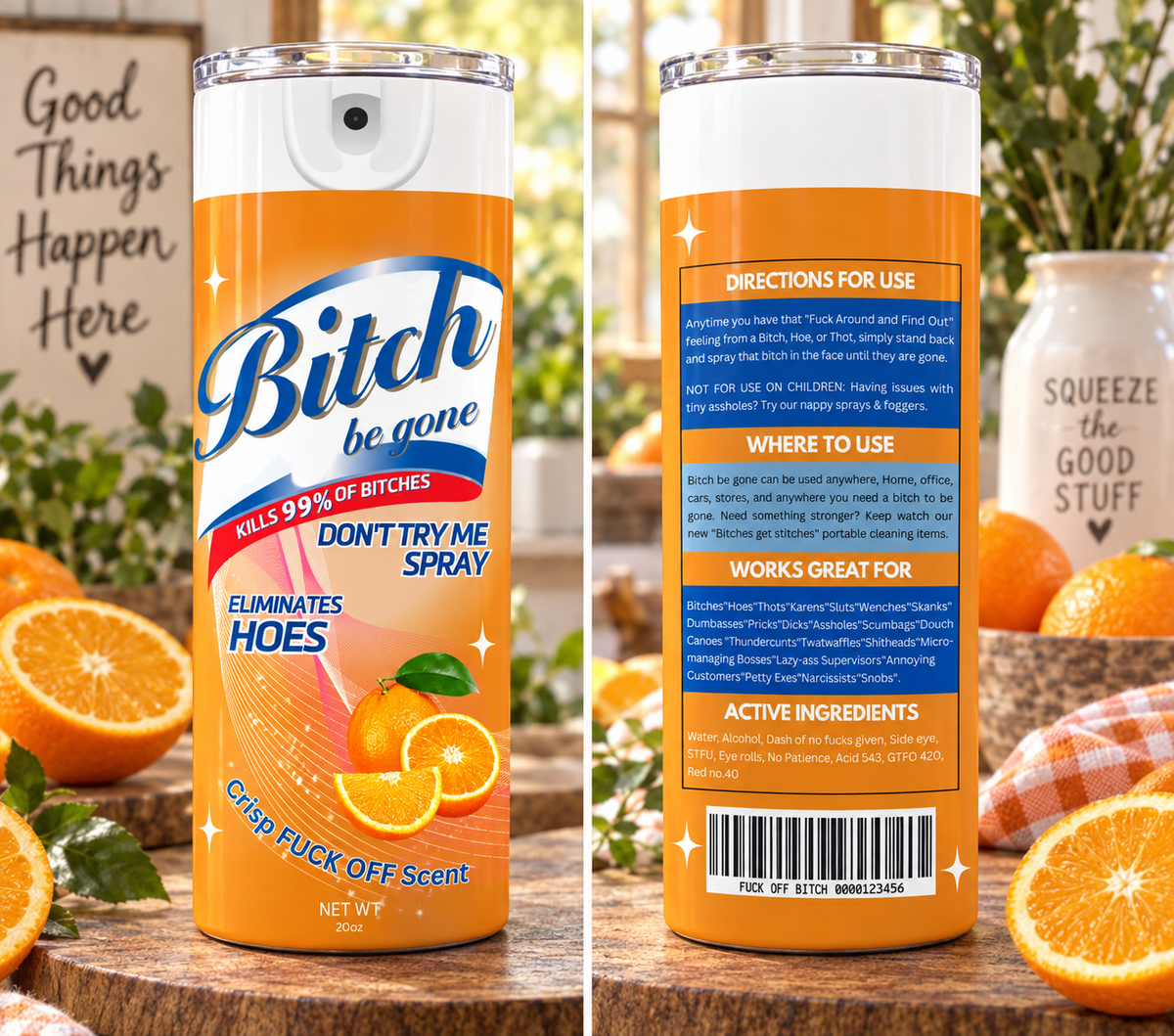 Bitch Be Gone 20 oz Skinny Tumbler – Sarcastic Adult Humor Cup