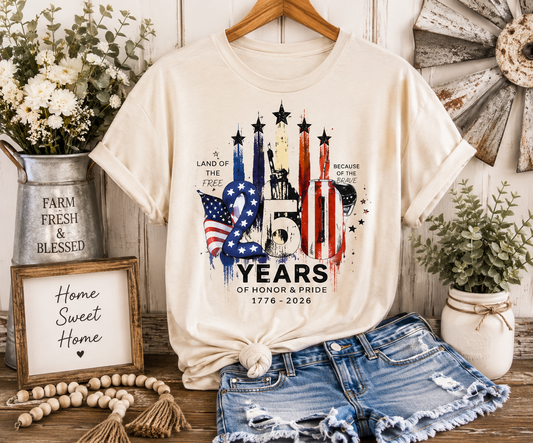 250 Years of Honor & Pride Patriotic Graphic T-Shirt