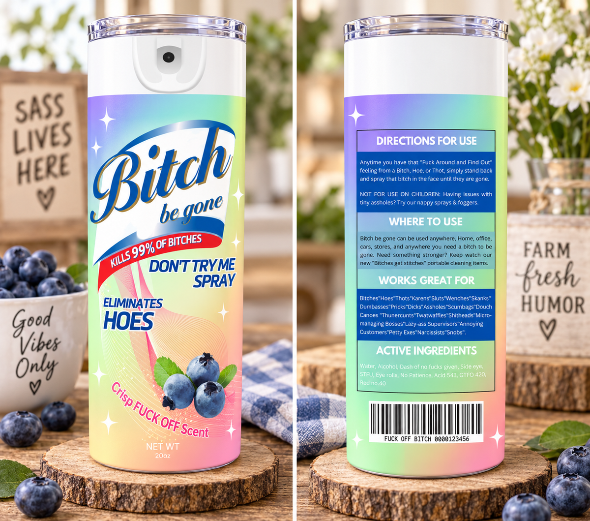 Bitch Be Gone 20 oz Skinny Tumbler – Sarcastic Adult Humor Cup