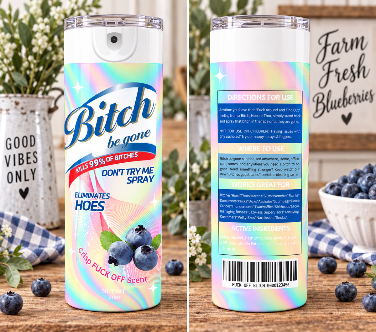 Bitch Be Gone 20 oz Skinny Tumbler – Sarcastic Adult Humor Cup