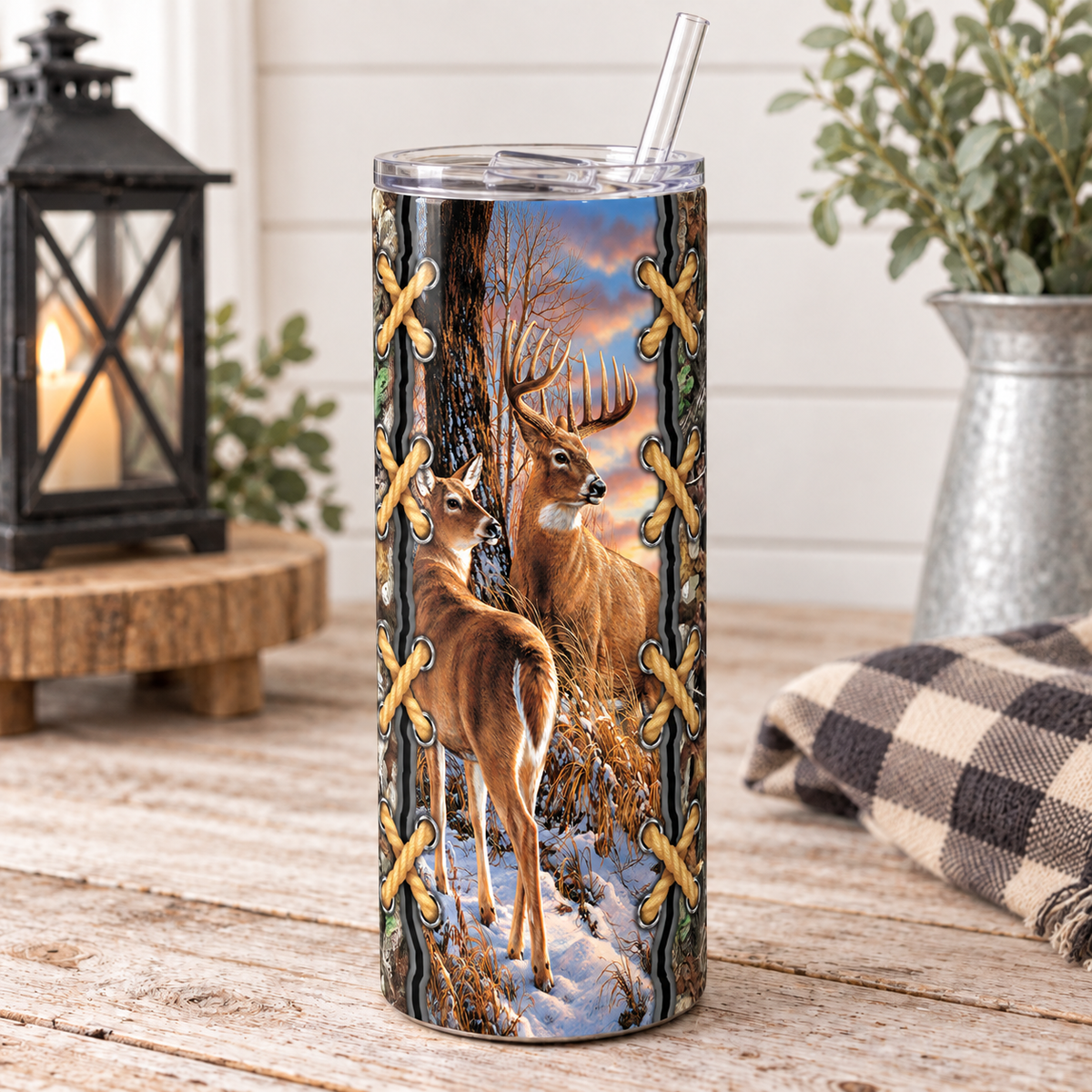 Buck and Doe Camouflage 20 oz Skinny Tumbler