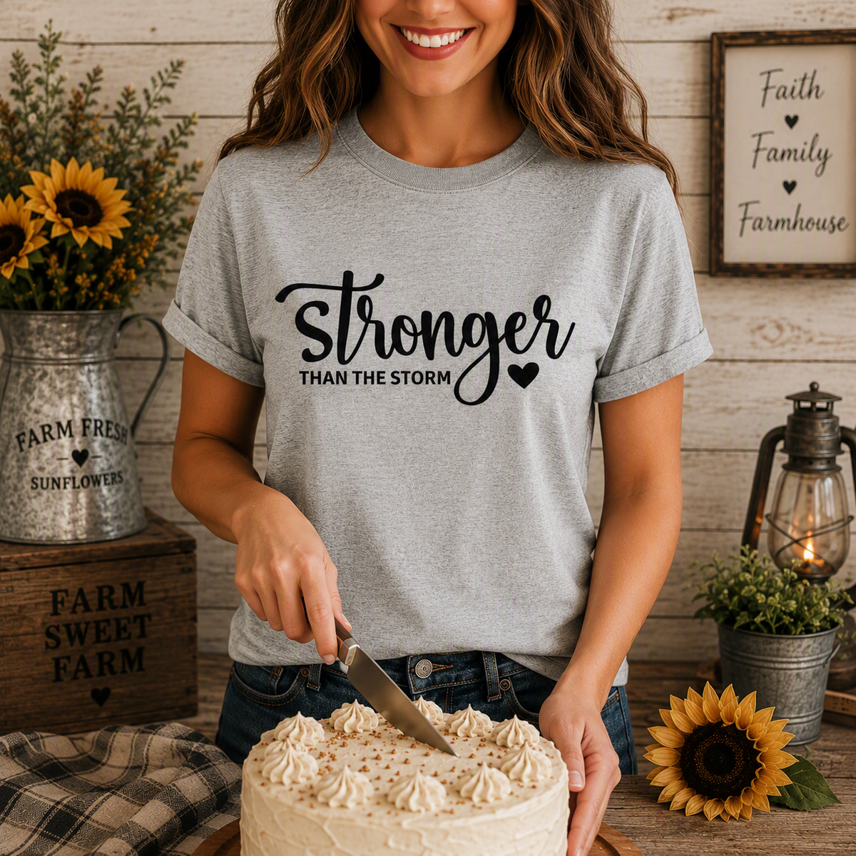 Stronger Than the Storm Inspirational Graphic T-Shirt