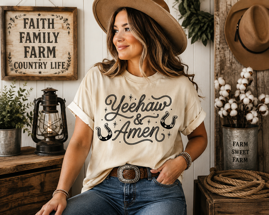 Yeehaw & Amen Western Faith Graphic T-Shirt