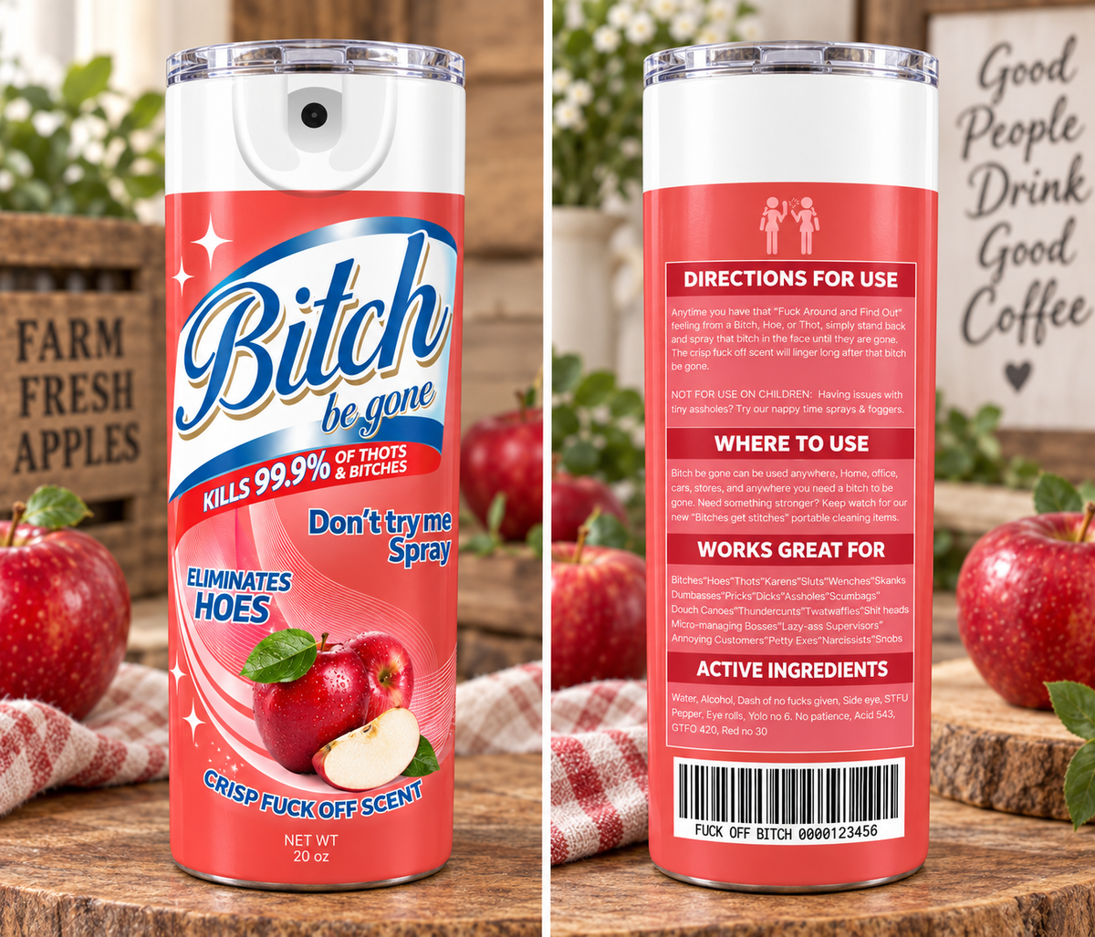 Bitch Be Gone 20 oz Skinny Tumbler – Sarcastic Adult Humor Cup