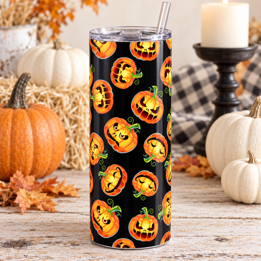 Expressive Jack-o’-Lantern Halloween 20 oz Skinny Tumbler